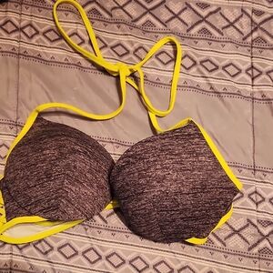 Victoria's Secret Black and Yellow Bikini Top